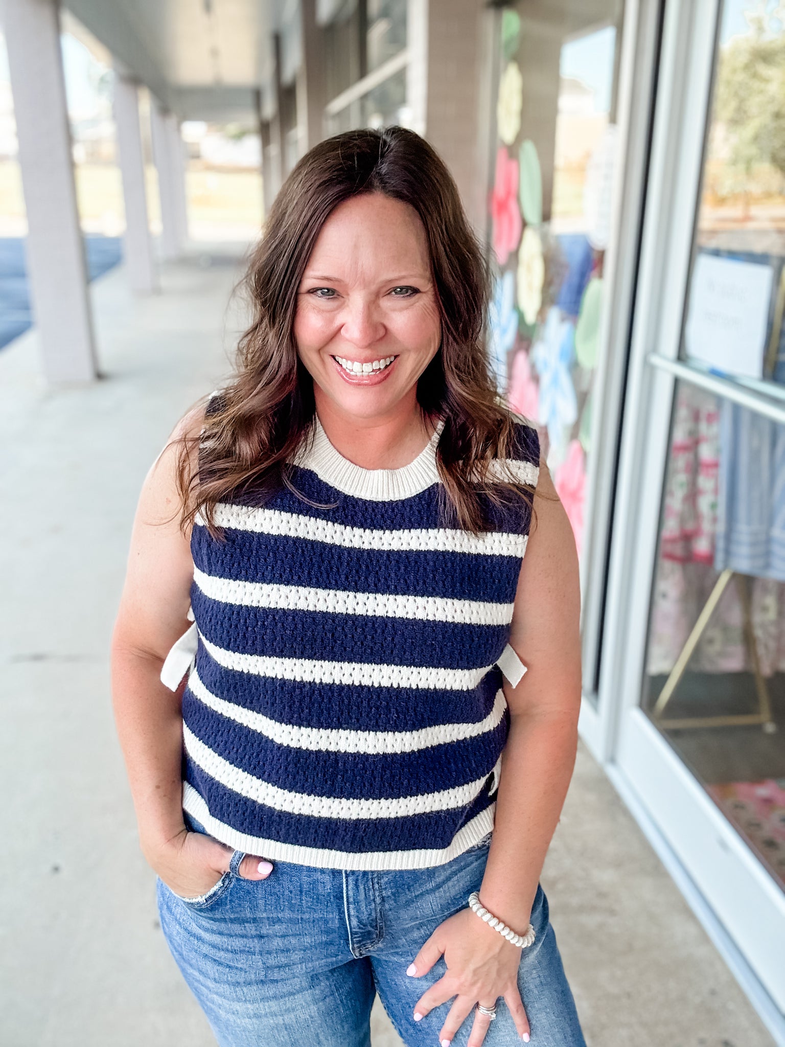 Blue Striped Sweater Vest