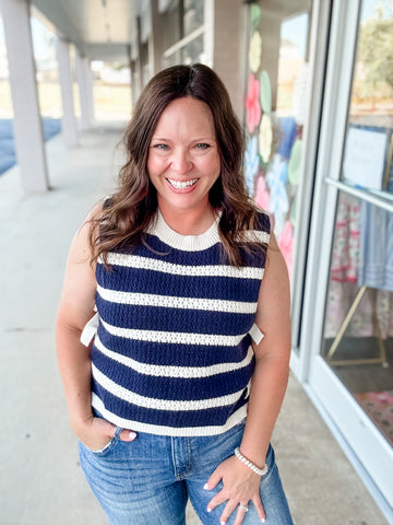 Blue Striped Sweater Vest
