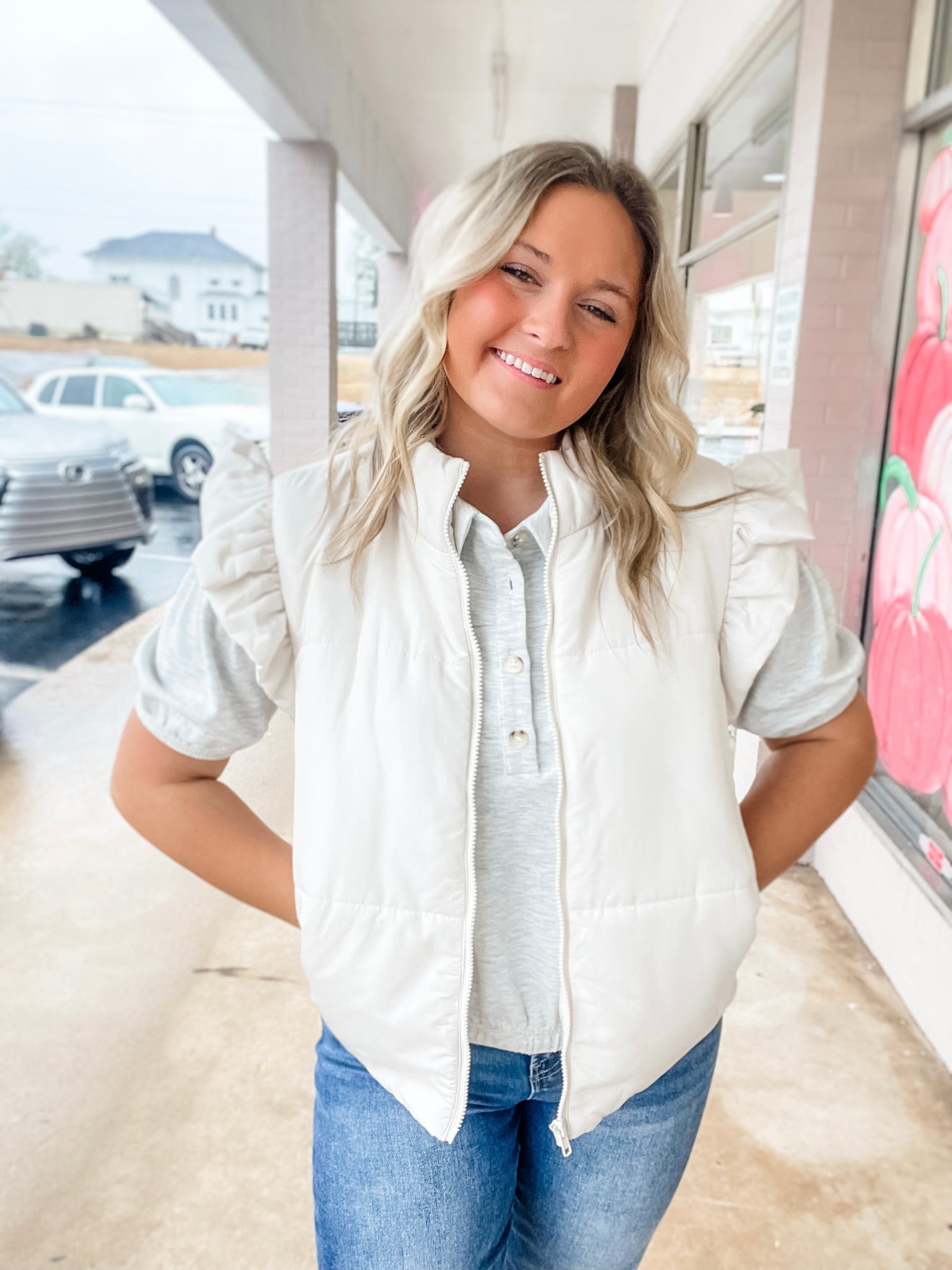 Snowfall Ruffle Puffer Vest