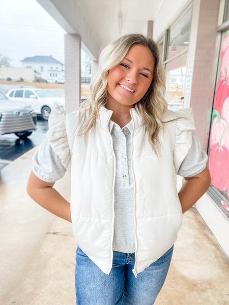 Snowfall Ruffle Puffer Vest