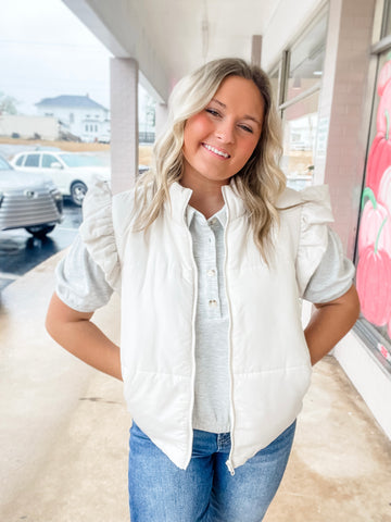 Snowfall Ruffle Puffer Vest