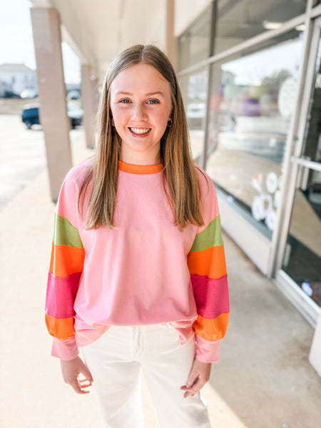 Pink Colorblock Sweatshirt