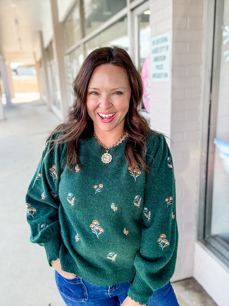 Meadow Whisper Embroidered Sweater