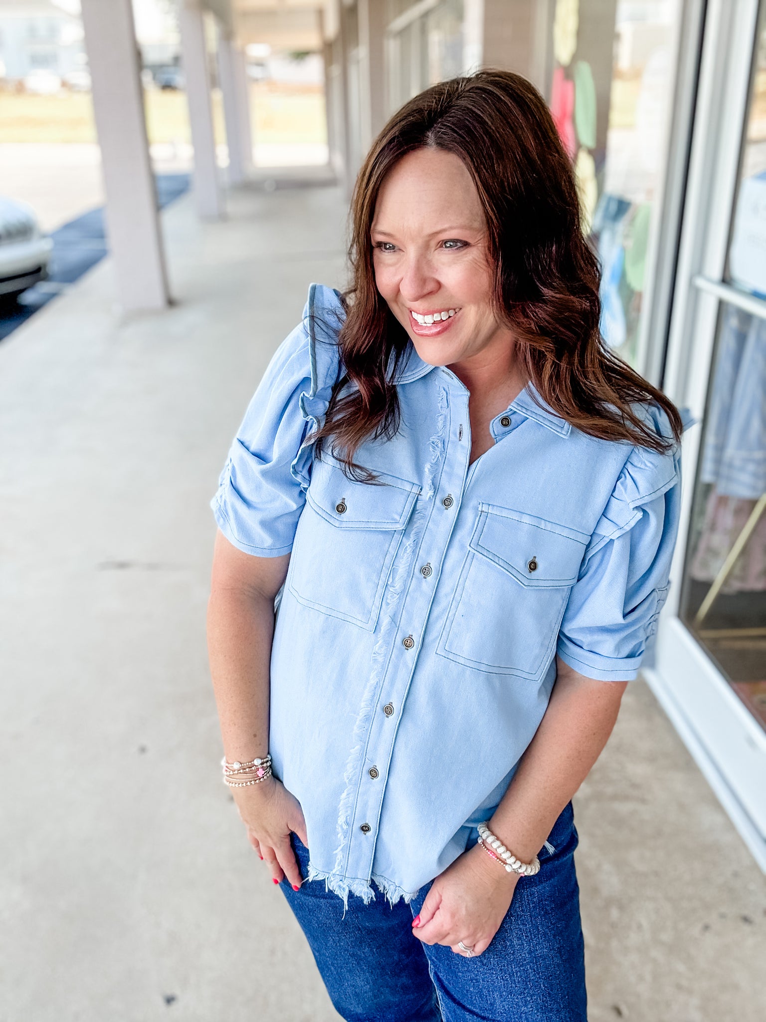 Blue Fringe Top
