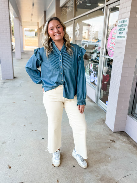 Dusty Blue Prairie Blouse