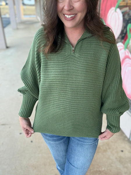 Evergreen Escape Half Zip Sweater