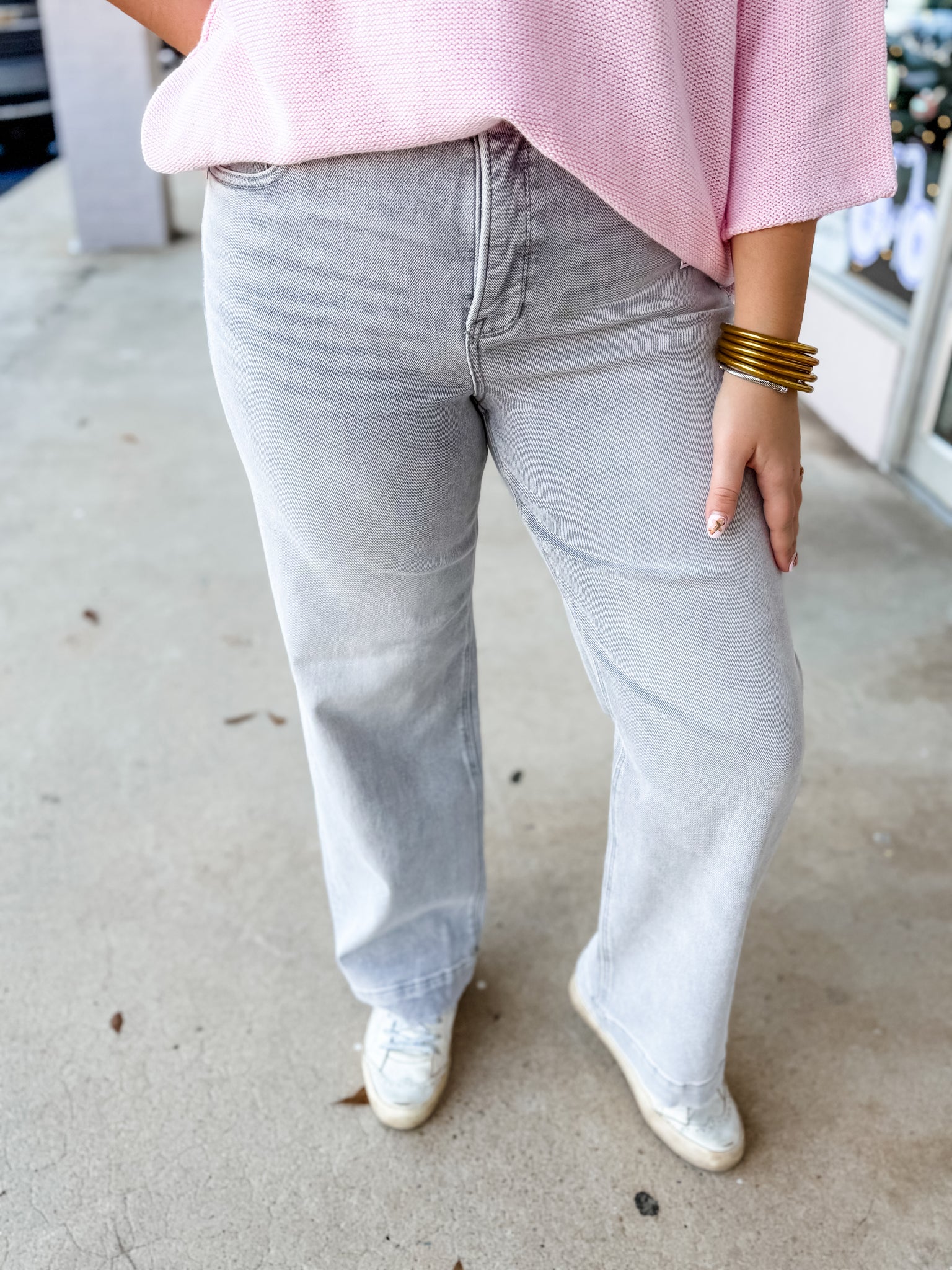 High Rise Ankle Wide Jeans