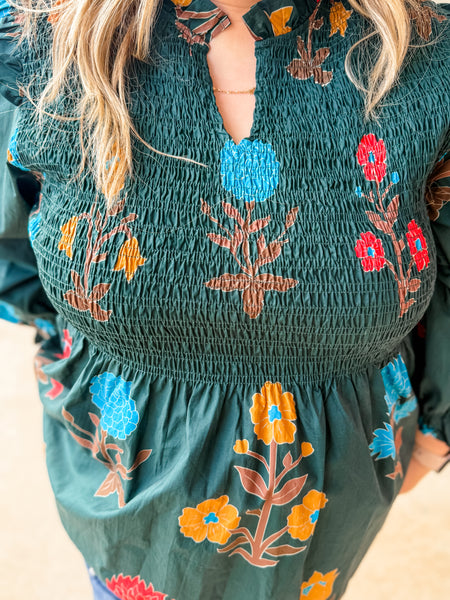 Forest Meadow Smocked Blouse: Plus