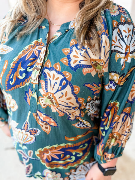 Autumn Garden Peasant Top: Plus