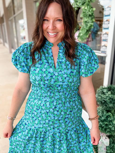 Teal Dainty Floral Dress