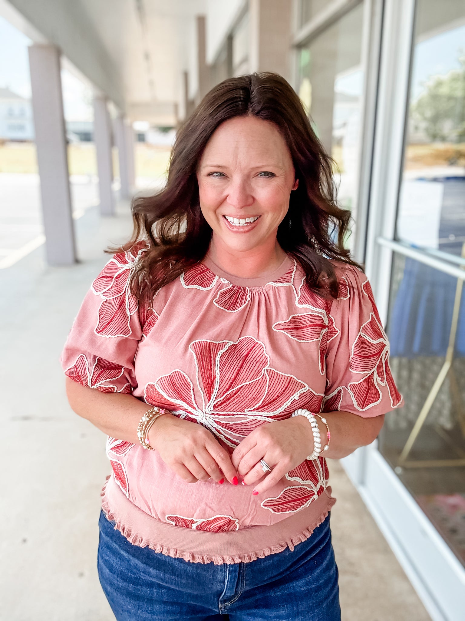 Mauve Embroidered Flowers Top