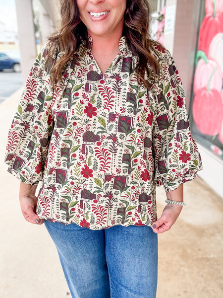 Vintage Postcard Blouse: Plus