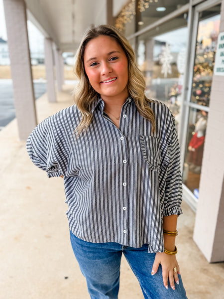 Seaside Stroll Striped Button-Down