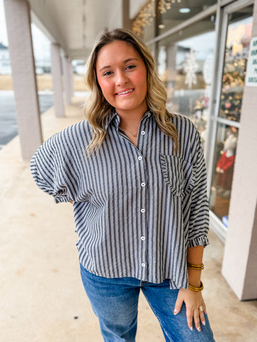 Seaside Stroll Striped Button-Down
