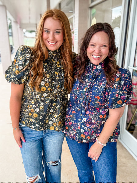 Black & Yellow Bloom Blouse