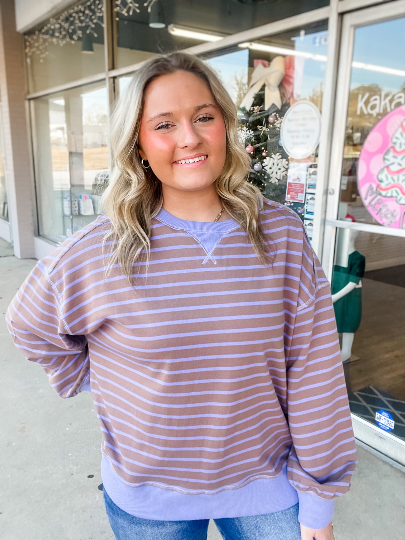 Cocoa Lavender Striped Pullover