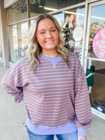 Cocoa Lavender Striped Pullover
