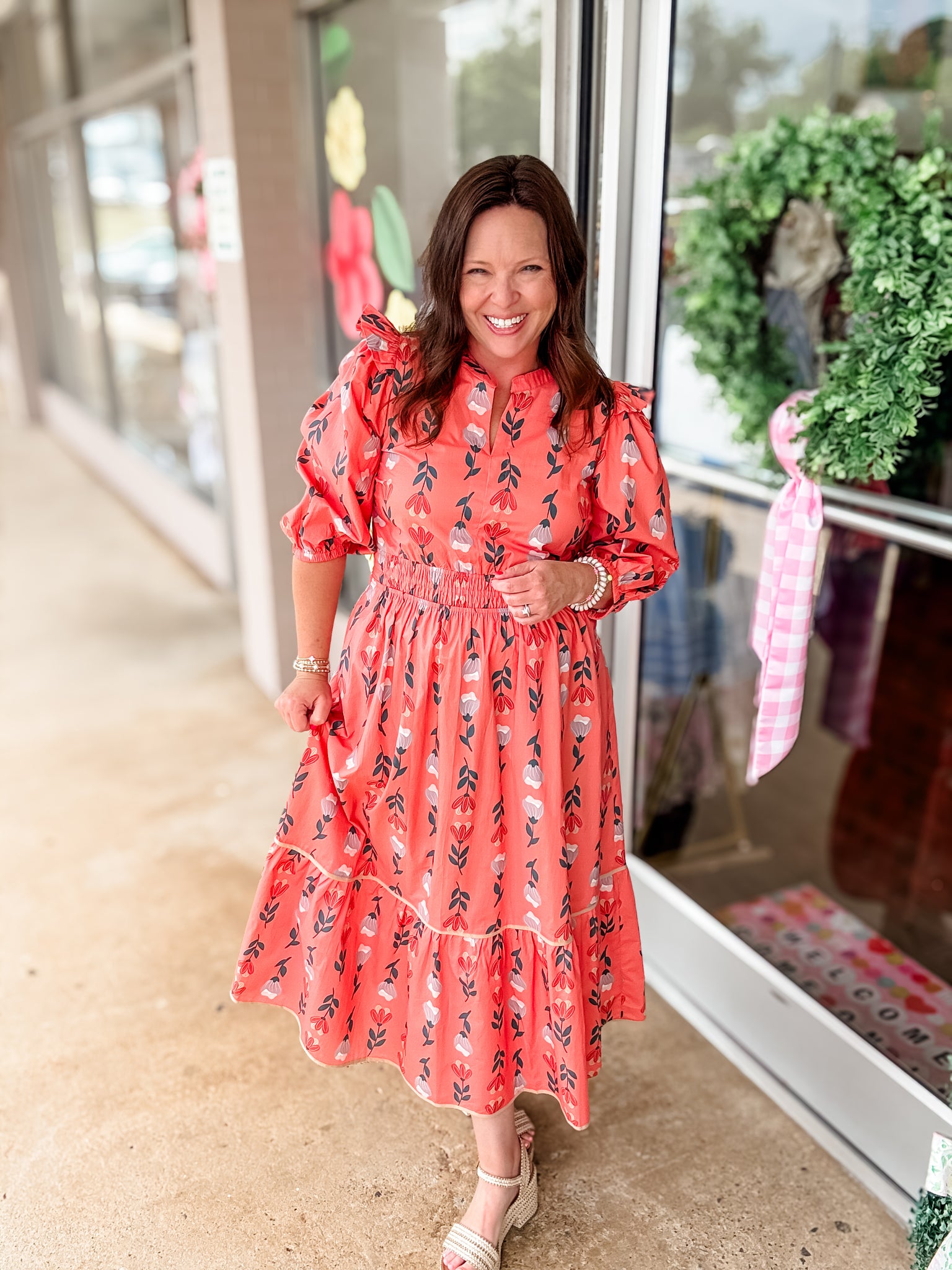 Coral Floral Dress