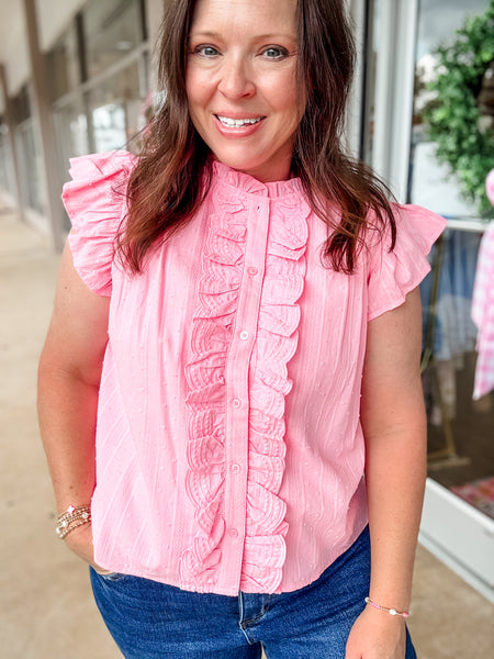 Pink Eyelet Embroidered Top