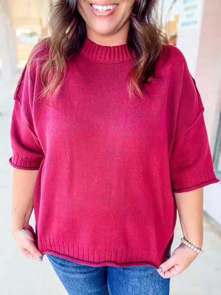 Cranberry Comfort Knit Top