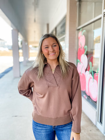 Mocha Trail Quilted Pullover