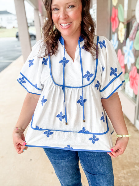 White Embroidered Top