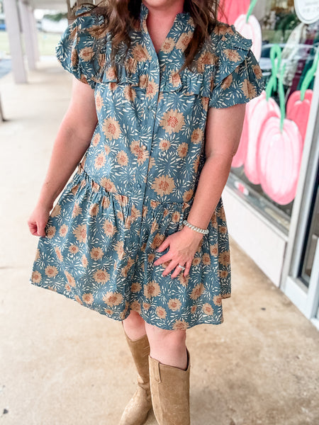 Golden Meadow Ruffle Dress