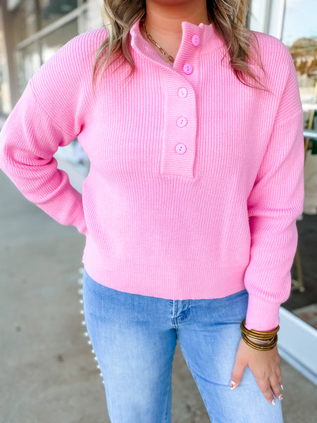 Blush Cozy Button Sweater