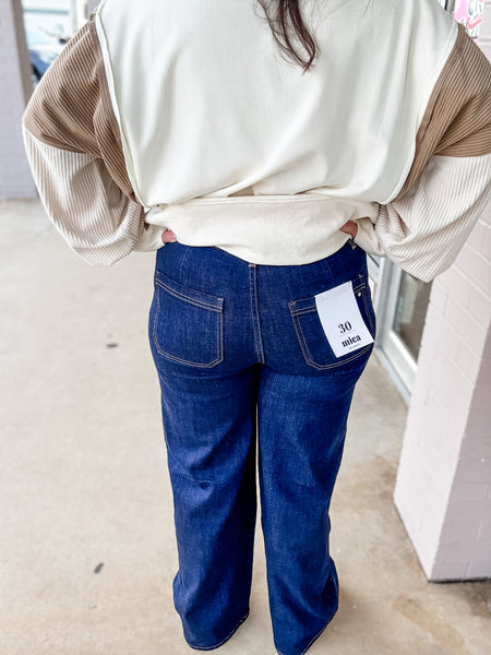 Mica Nightfall Pocket Wide-Leg Jeans