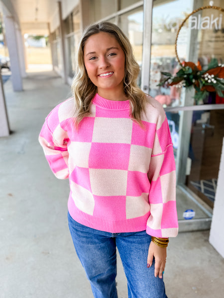 Bubblegum Checkmate Sweater