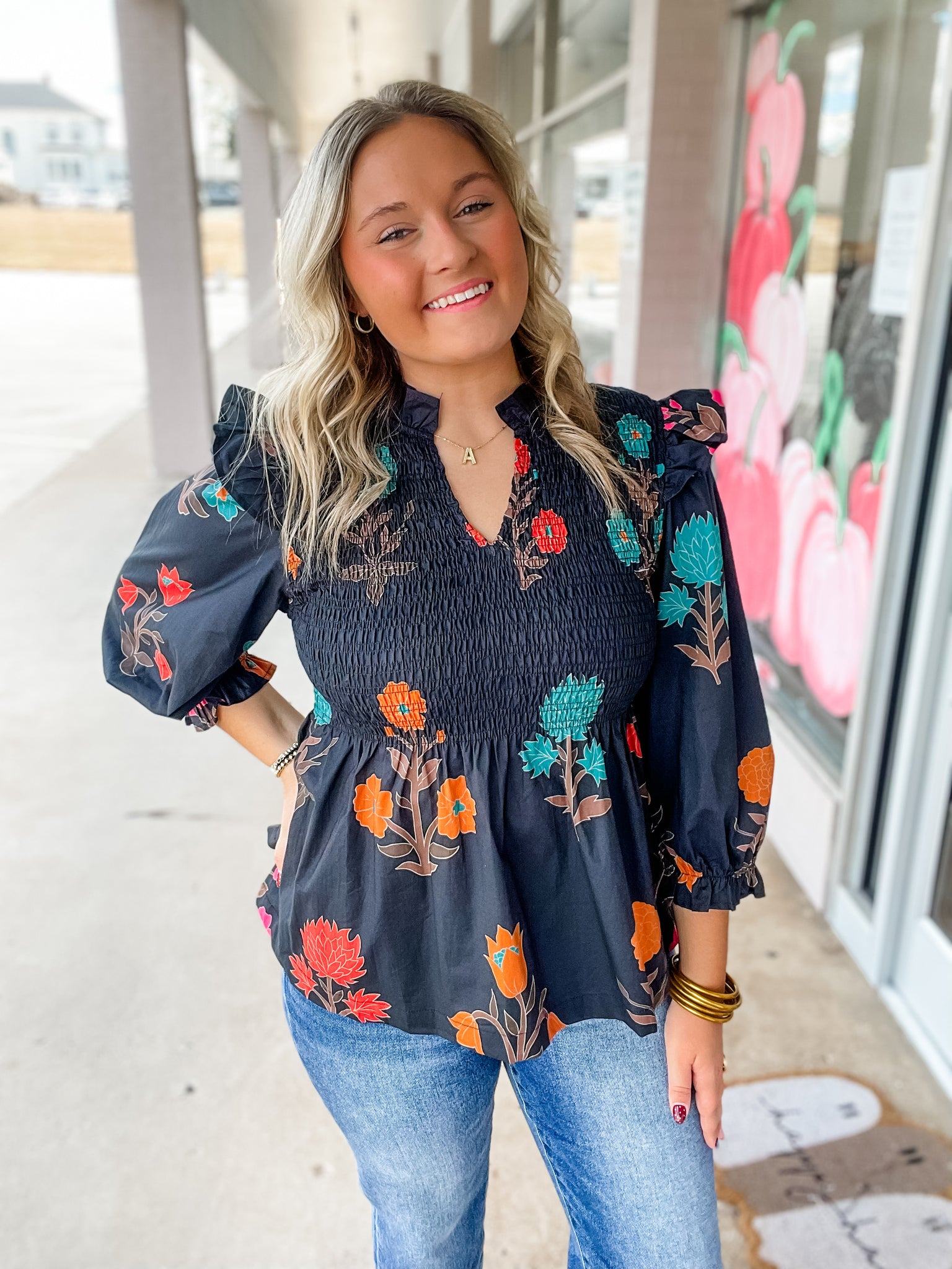 Autumn Garden Smocked Top