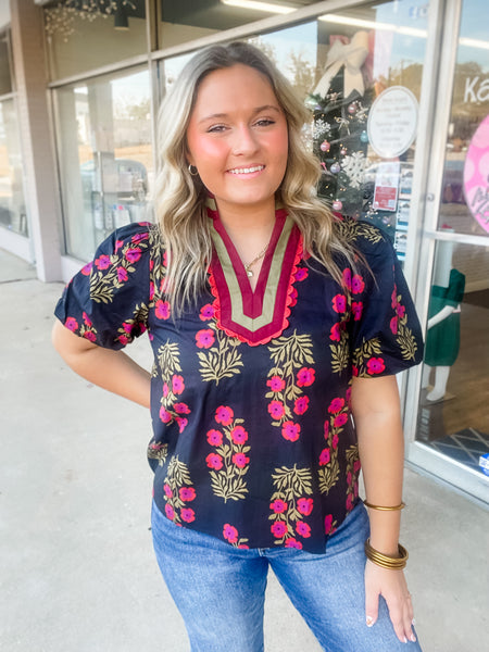 Crimson Bloom Blouse