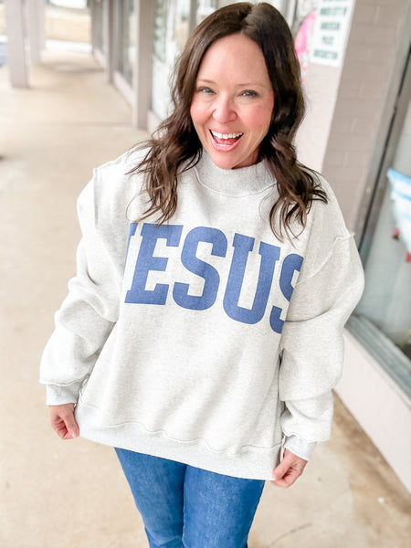 Jesus / God Is Good Reversible Mock Sweater