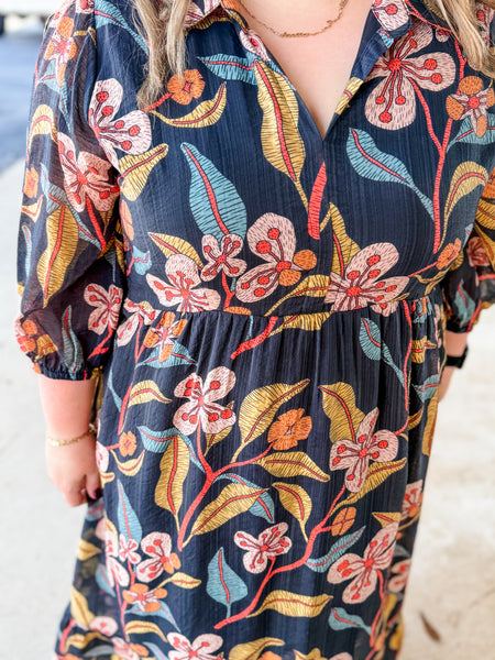 Black Floral Night Dress:  Plus