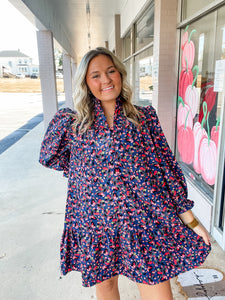 Midnight Petal Corduroy Dress
