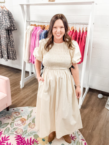 Smocked Cream Dress