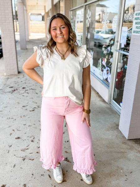 Soft Spoken Ruffle Top