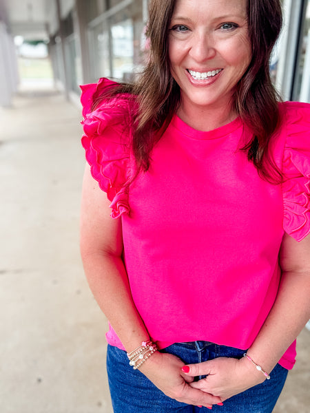 Hot Pink Ruffle Top