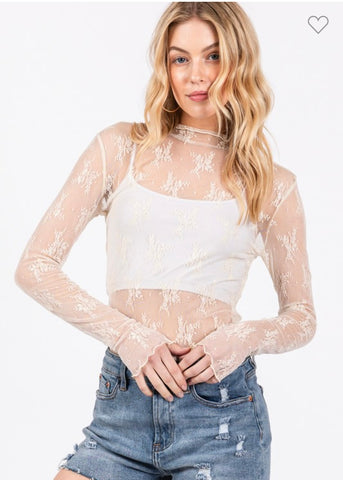 Floral Lace Top:  taupe