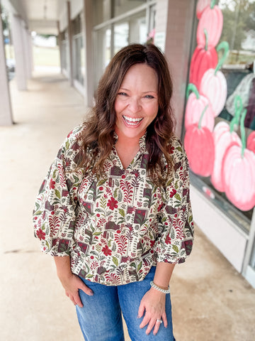 Vintage Postcard Blouse: Plus