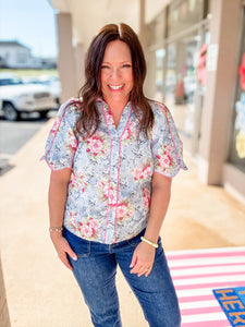 Baby Blue Floral Top