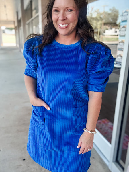 Electric Charm Corduroy Dress