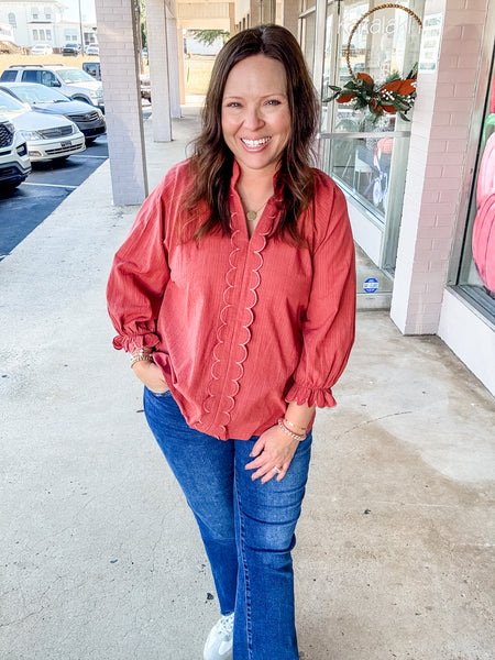 Rustic Rose Scallop Top