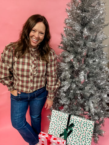 Cranberry Harvest Plaid Blouse