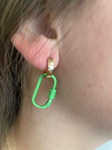 Green Paper Clip Earrings:  small