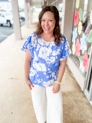 Cinched Waist Floral Top