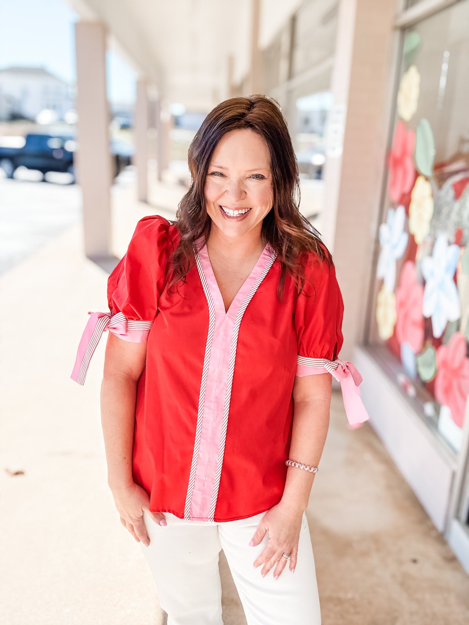 Red & Pink Contrast Top