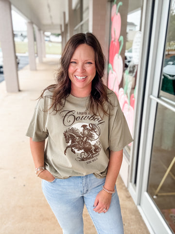 Cowboy Love Tee: Olive