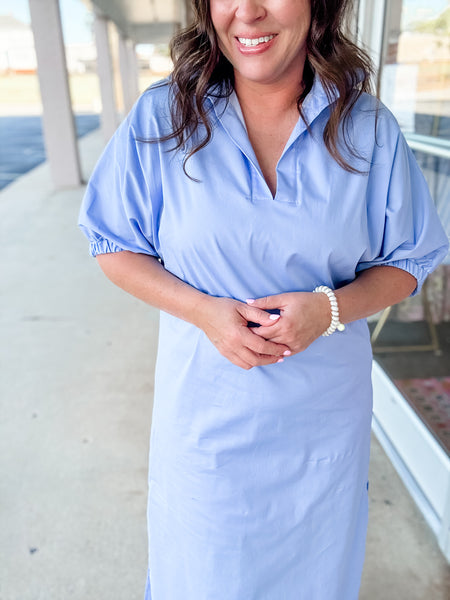 Blakely Collared Dress:  sky blue
