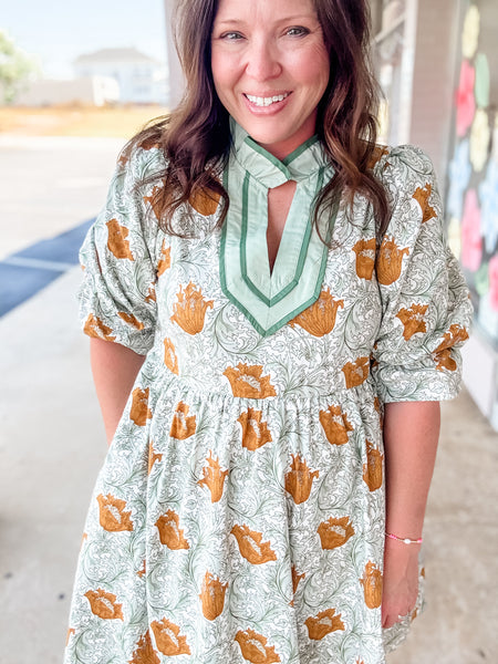 Mustard Floral Dress